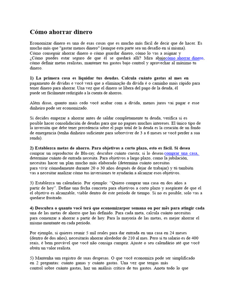 Estrategias para ahorrar dinero eficazmente | PDF | Dinero | Ahorro