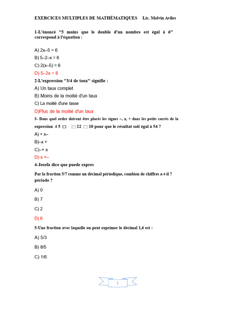 Exercices de mathématiques variés | PDF | Mathématiques | Mathématiques ...