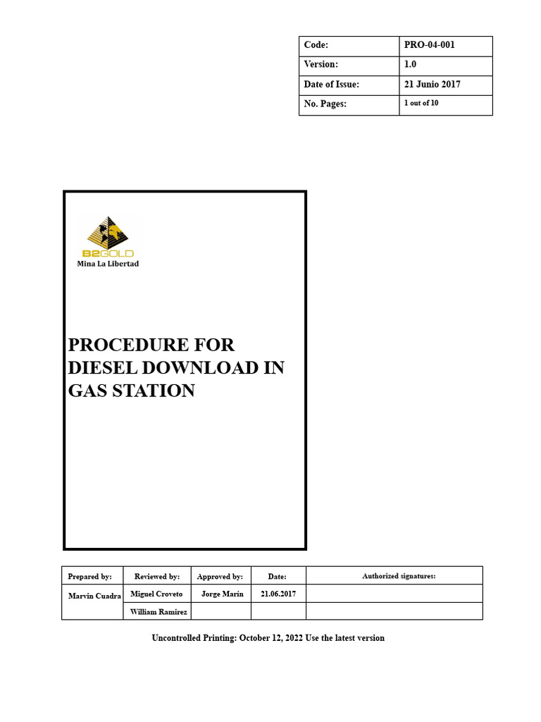 Diesel Download Procedure for Gas Stations | PDF | Filling Station ...