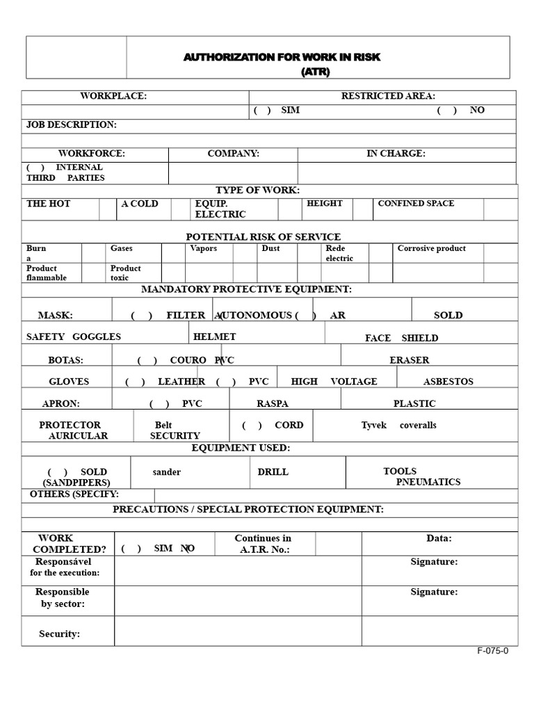 Risk Authorization for Workplace Safety | PDF | Personal Protective ...