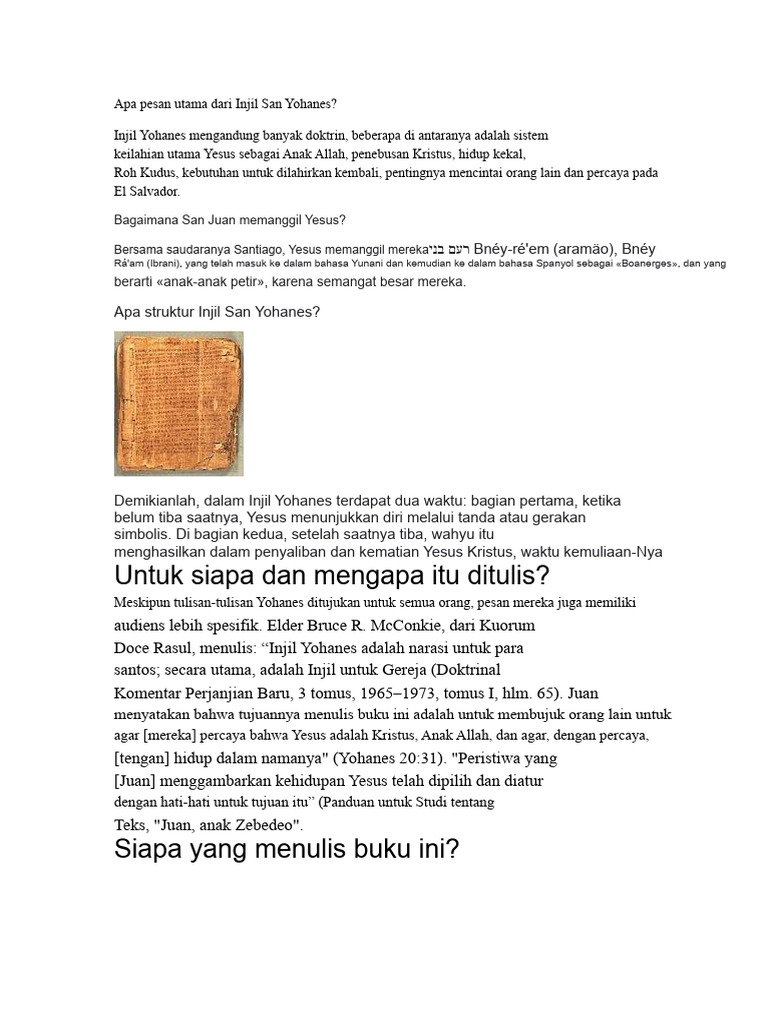 Struktur dan Pesan Injil San Yohanes | PDF