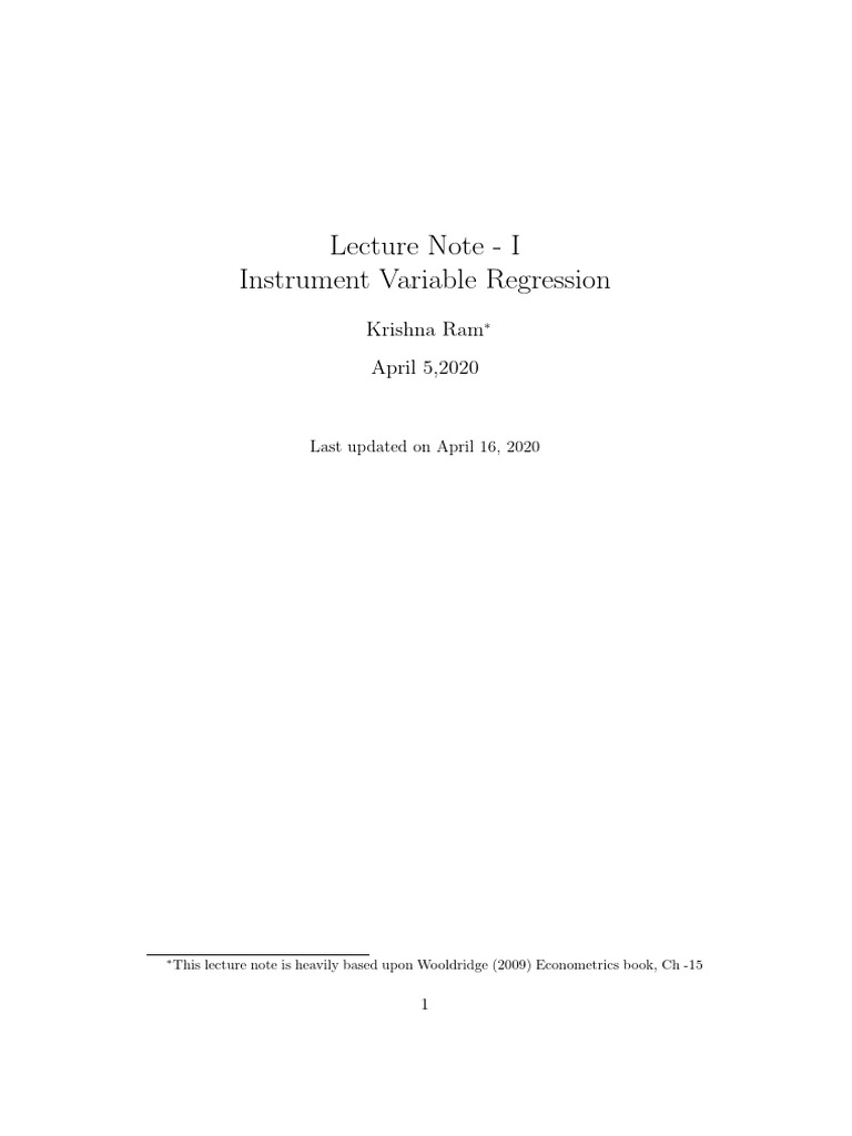 Instrument Variable Regression Explained | PDF | Endogeneity ...