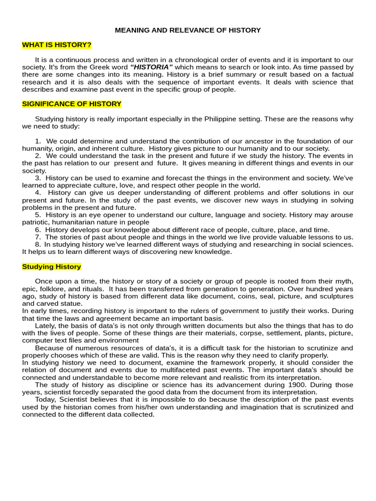 Importance of Studying History | PDF | Science | Social Sciences