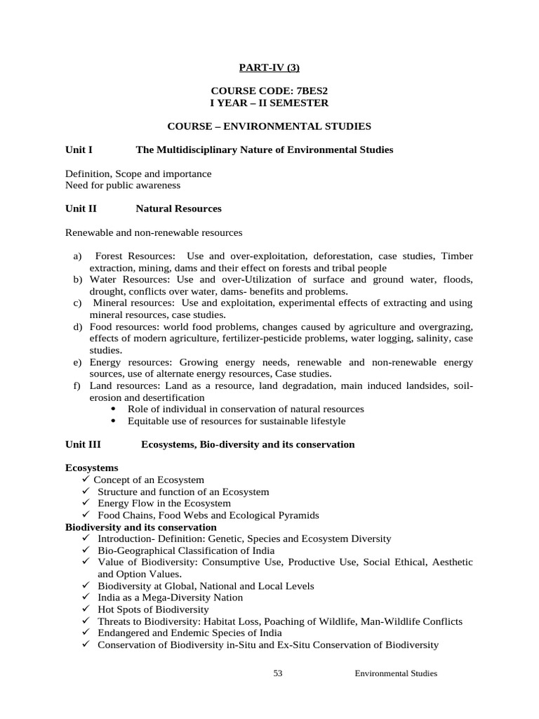 3 - Environmental Studies - EVS | PDF | Ecosystem | Conservation Biology