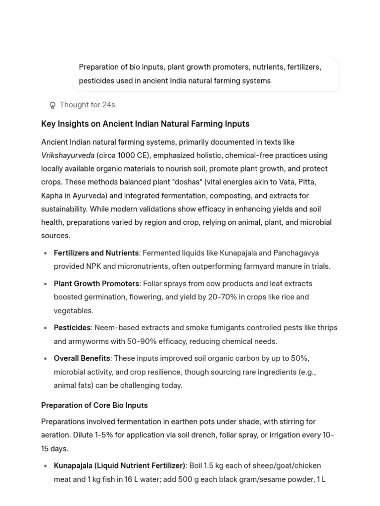 Ancient Indian Natural Farming Inputs | PDF | Agriculture | Soil