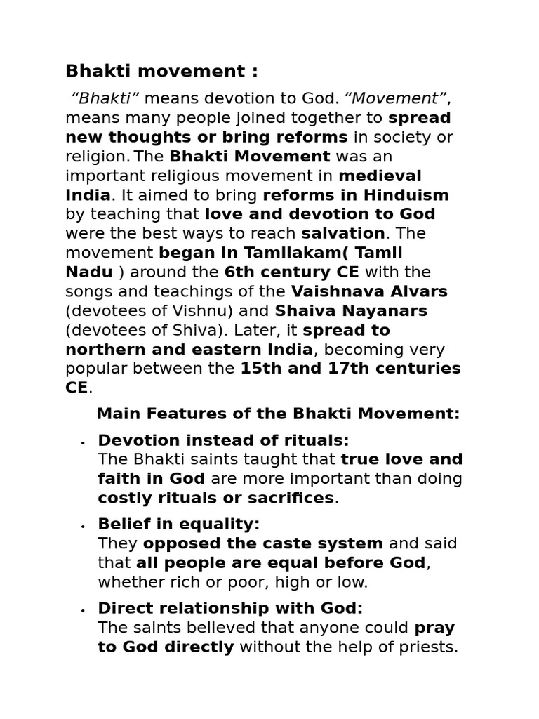 Overview of the Bhakti Movement in India | PDF | Bhakti | Bhakti Movement