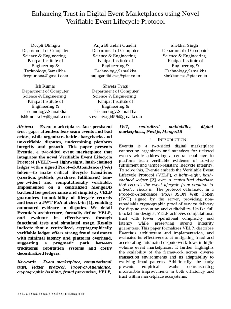 Verifiable Event Lifecycle Protocol for Trust | PDF | Cryptography ...