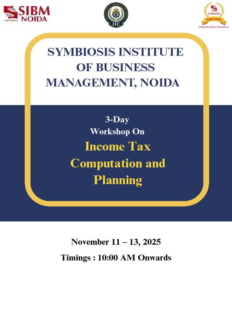Workshop On Income Tax Computation and Planning | PDF | Taxes | Income Tax