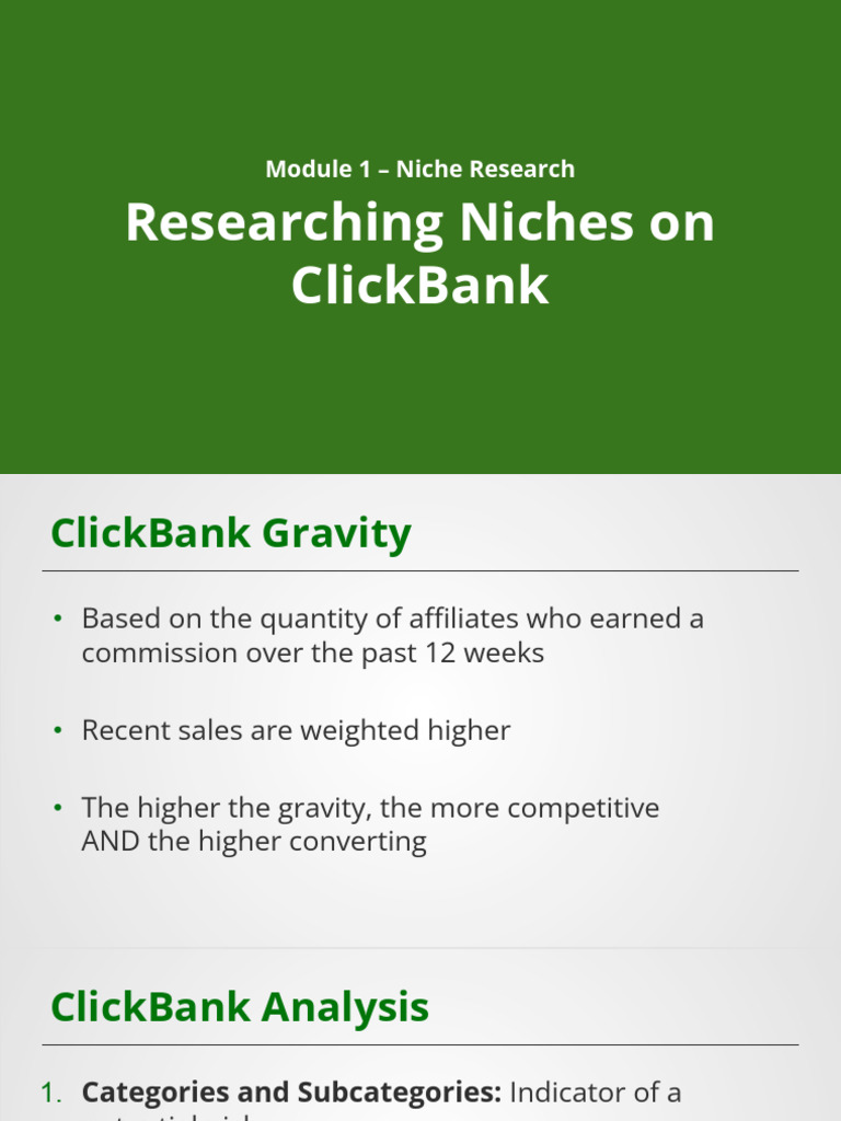 9 Researching Niches On ClickBank | PDF