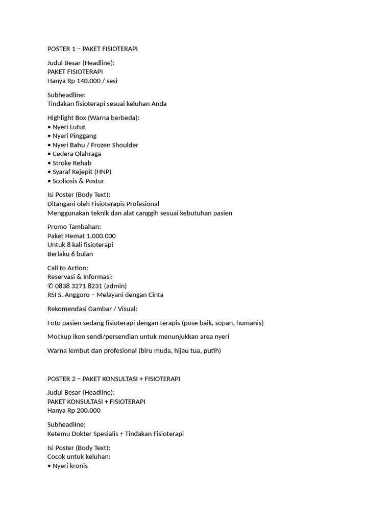 Paket Fisioterapi Terjangkau di RSI | PDF