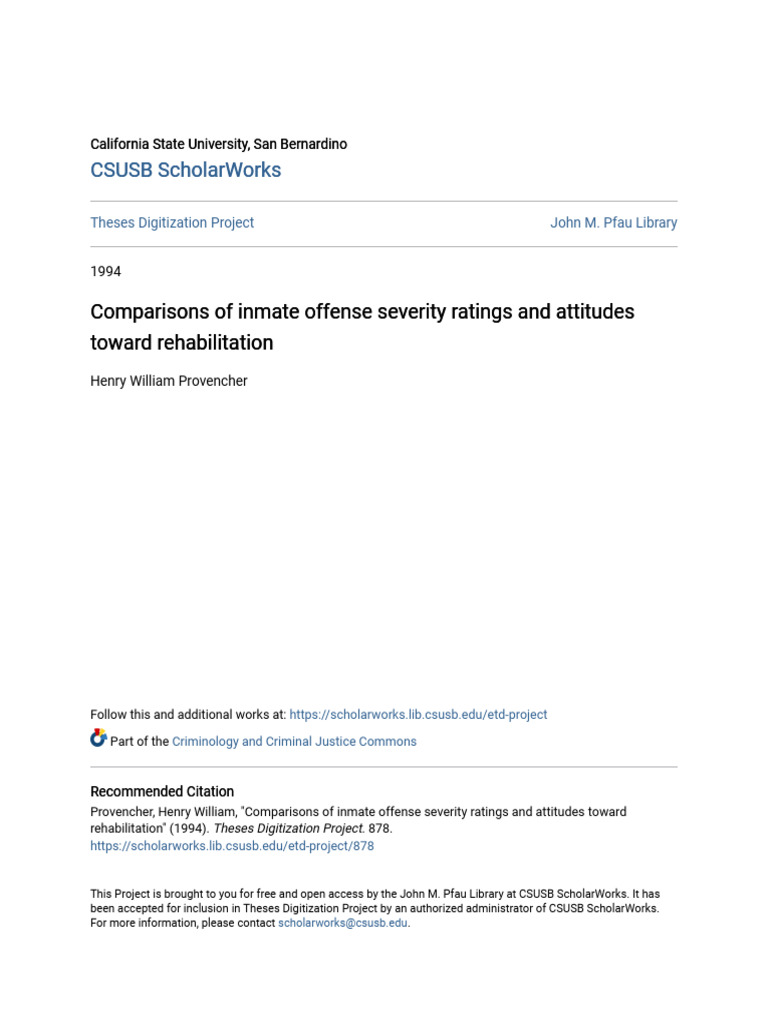 Comparisons of Inmate Offense Severity Ratings and Attitudes Towa | PDF ...
