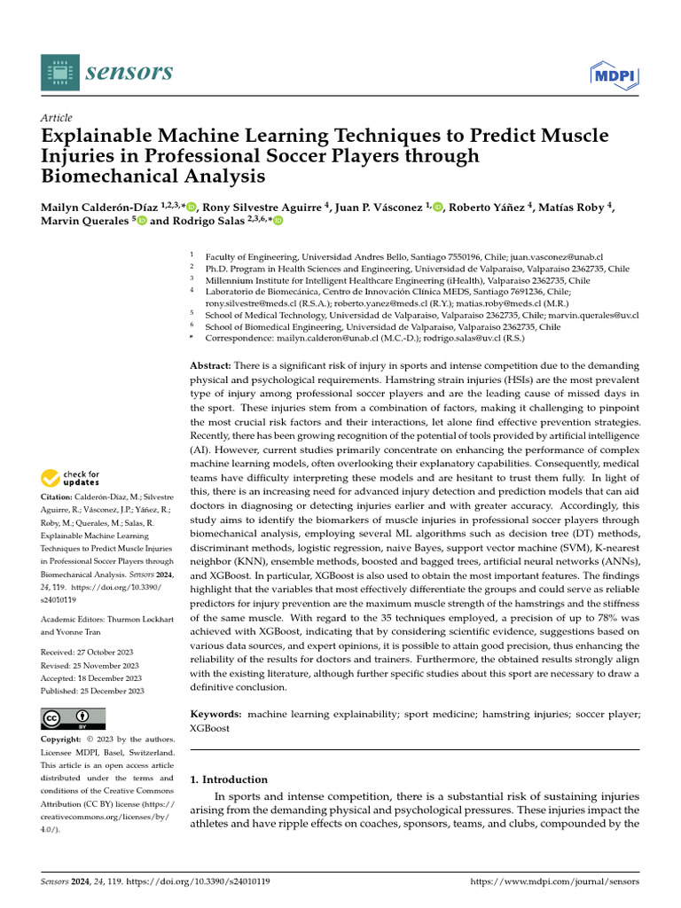 Predicting Soccer Muscle Injuries with AI | PDF | Support Vector ...