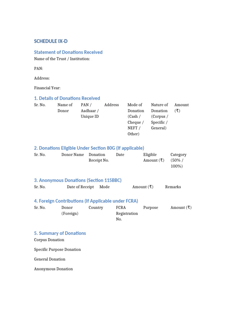 Donation Statement Template for Trusts | PDF