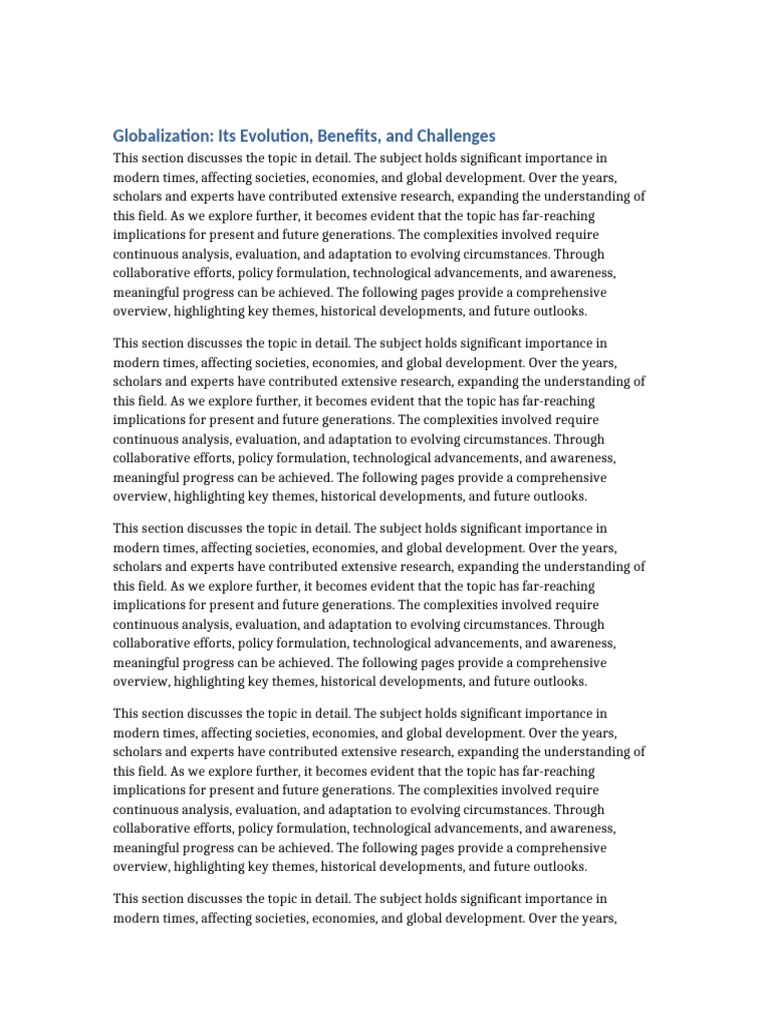 Globalization: Its Evolution, Benefits, and Challenges | PDF | Policy ...