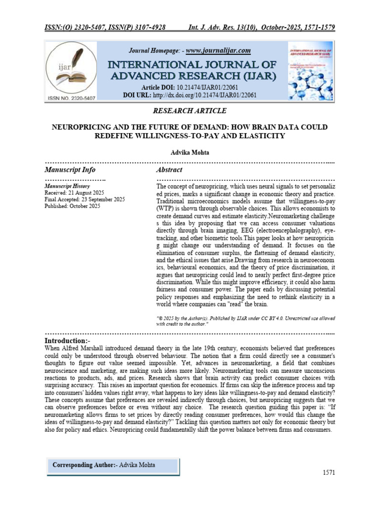 Neuropricing and The Future of Demand: How Brain Data Could Redefine ...