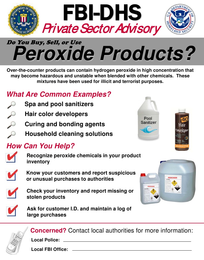 Peroxide Chemical Safety Advisory | PDF