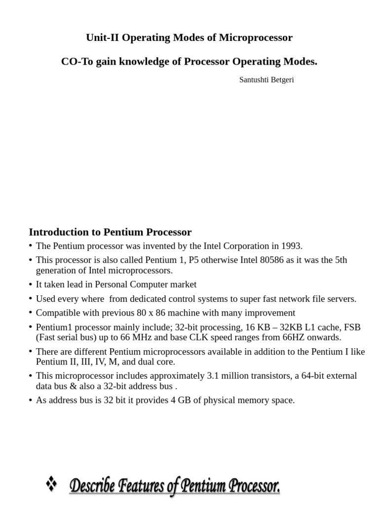 Pentium Processor Operating Modes Guide | PDF | Cpu Cache | Central ...
