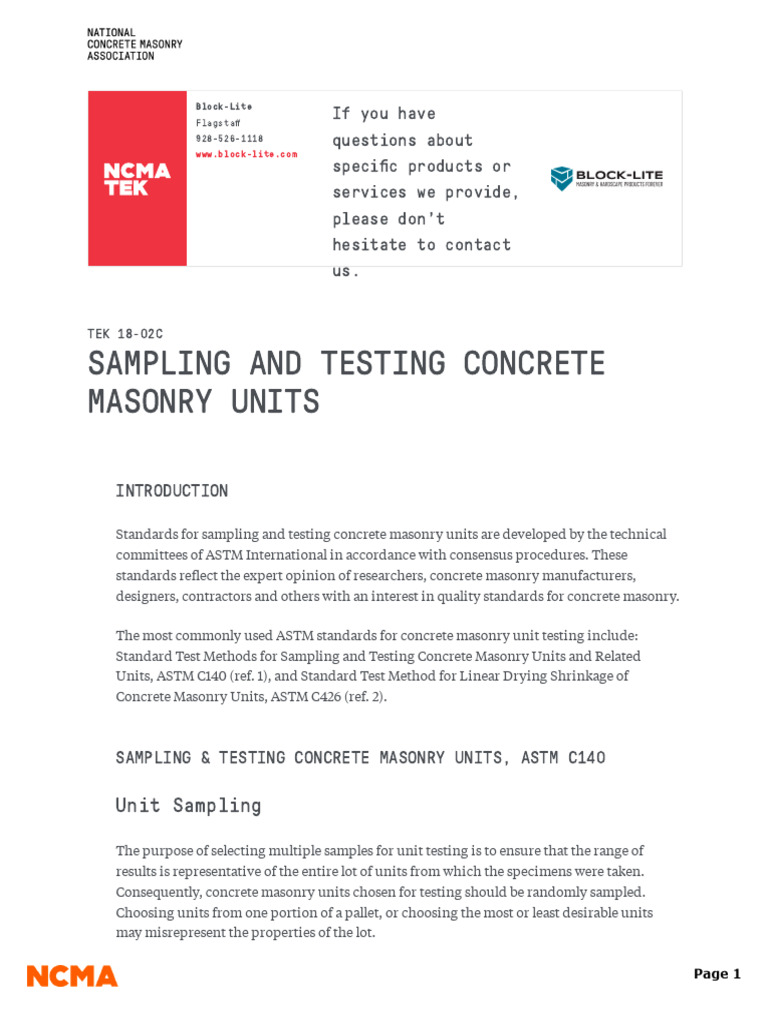 Sampling and Testing Concrete Masonry Units | PDF | Concrete | Density