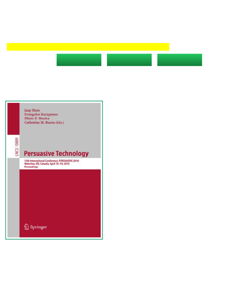 Persuasive Technology Jaap Ham Ebook Chapter Pack | PDF | Publishing