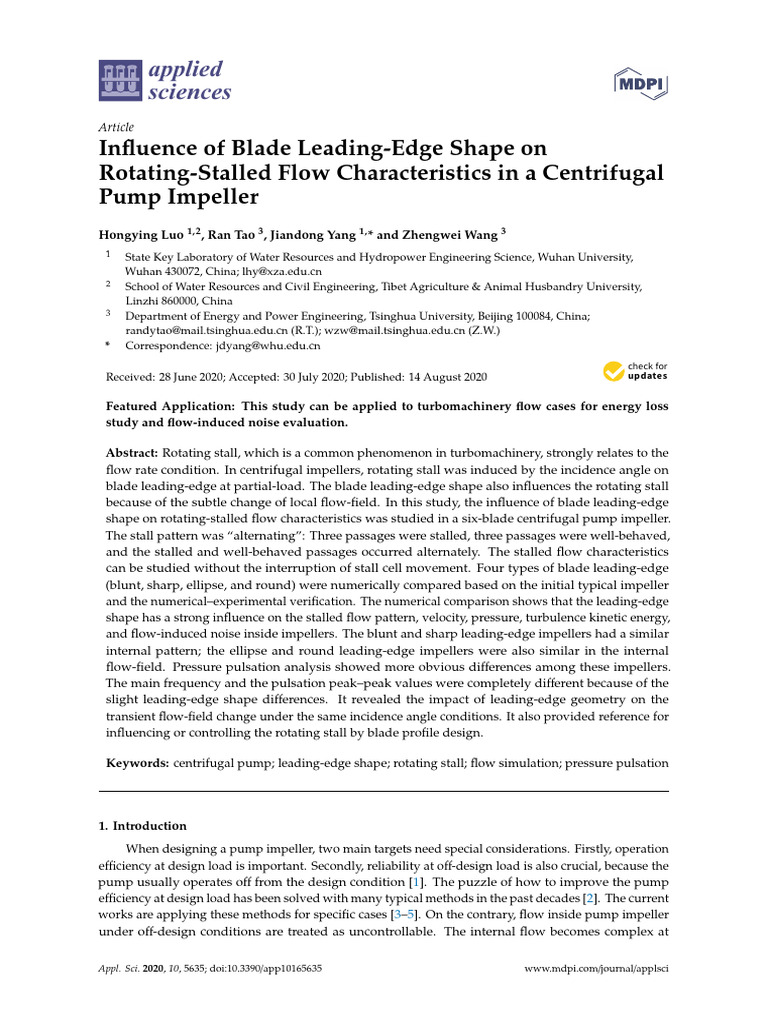 Blade Shape Impact on Pump Stall Flow | PDF | Pump | Computational ...