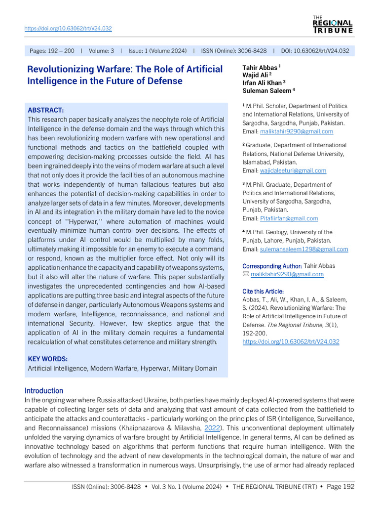 AI's Impact on Future Warfare Strategies | PDF | Artificial ...
