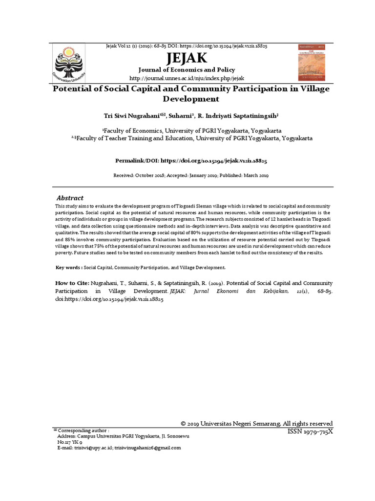 Social Capital in Village Development | PDF | Social Capital | Poverty