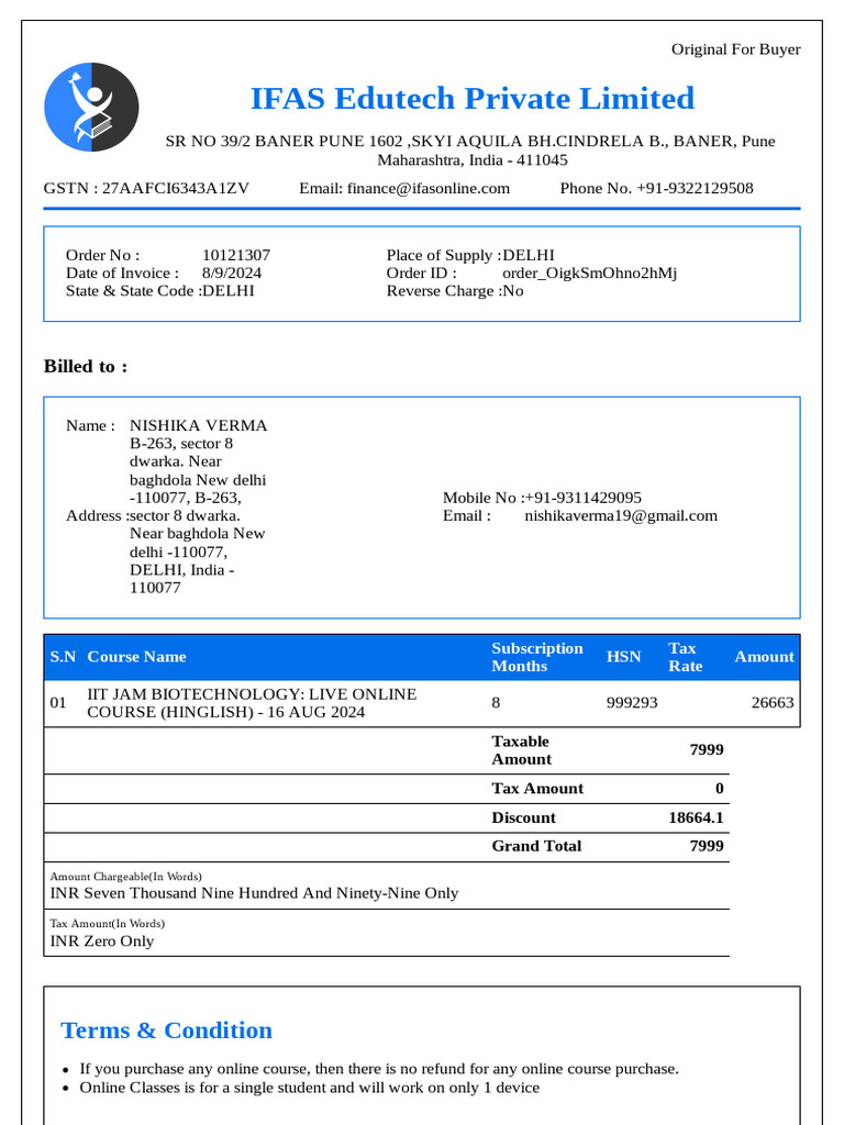 Invoice Online Course 66b5aba4d00ba593a4ac52dc | PDF | Taxation ...
