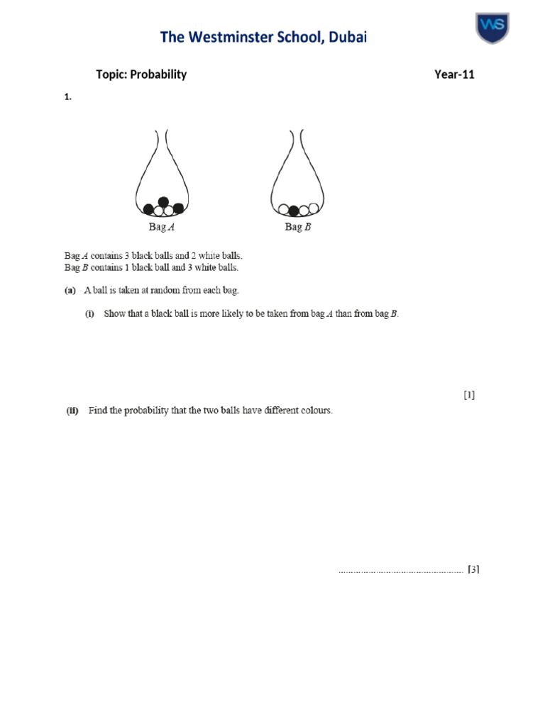 E1.8 Probability Worksheet | PDF