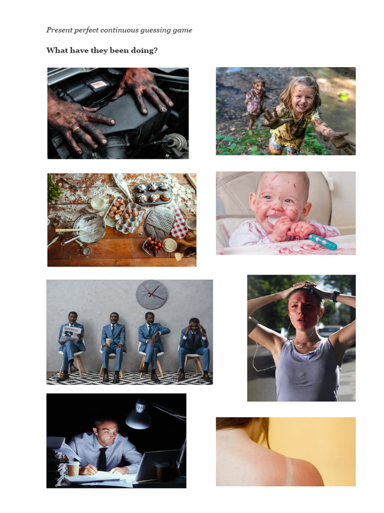 Present Perfect Continuous Guessing Game Pdf