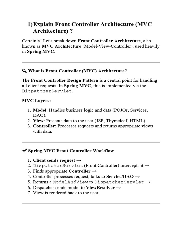 Front Controller and Spring Bean Lifecycle | PDF | Spring Framework ...