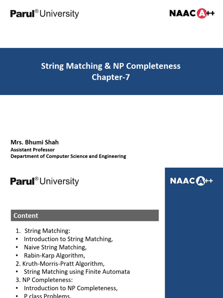 String Matching & NP Completeness | PDF | Time Complexity ...