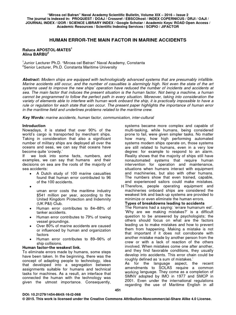 Human Error in Marine Accidents Analysis | PDF | Ships | Open Access