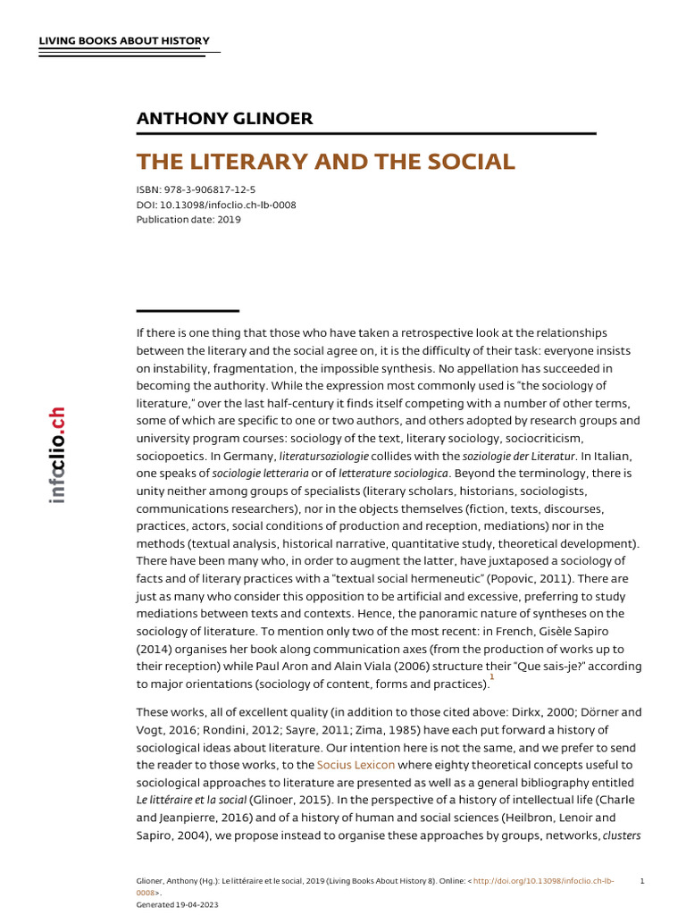 Sociology of Literature Explored PDF Sociology Cultural Studies