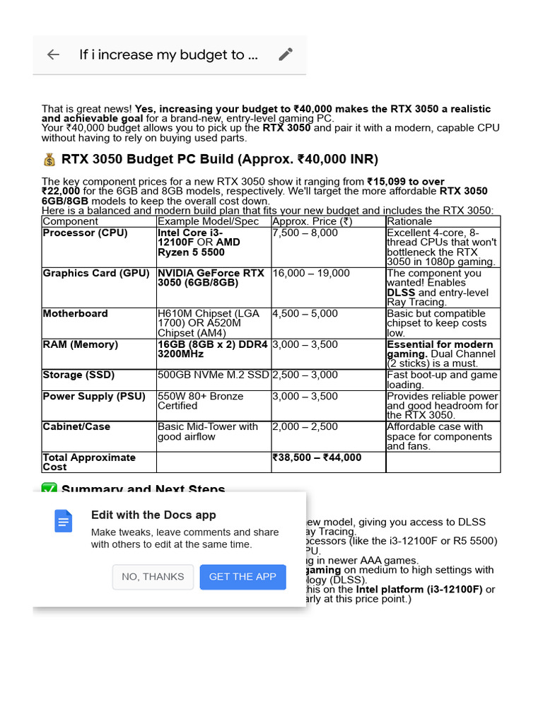 RTX 3050 Budget PC Build Guide under ₹40,000 | PDF | Graphics ...