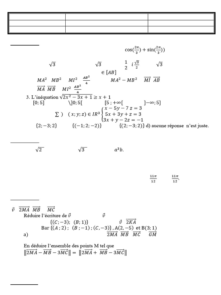 QCM et exercices de mathématiques avancées | PDF | Concepts ...
