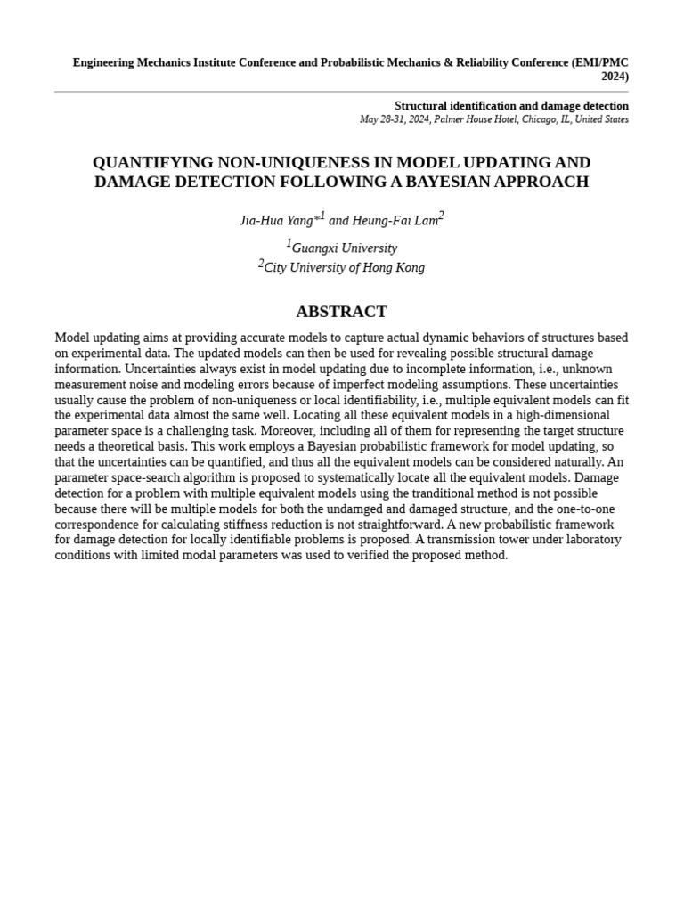 Bayesian Approach to Structural Damage Detection | PDF