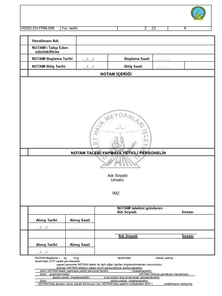 m.008 - 6 Notam Talep Formu | PDF