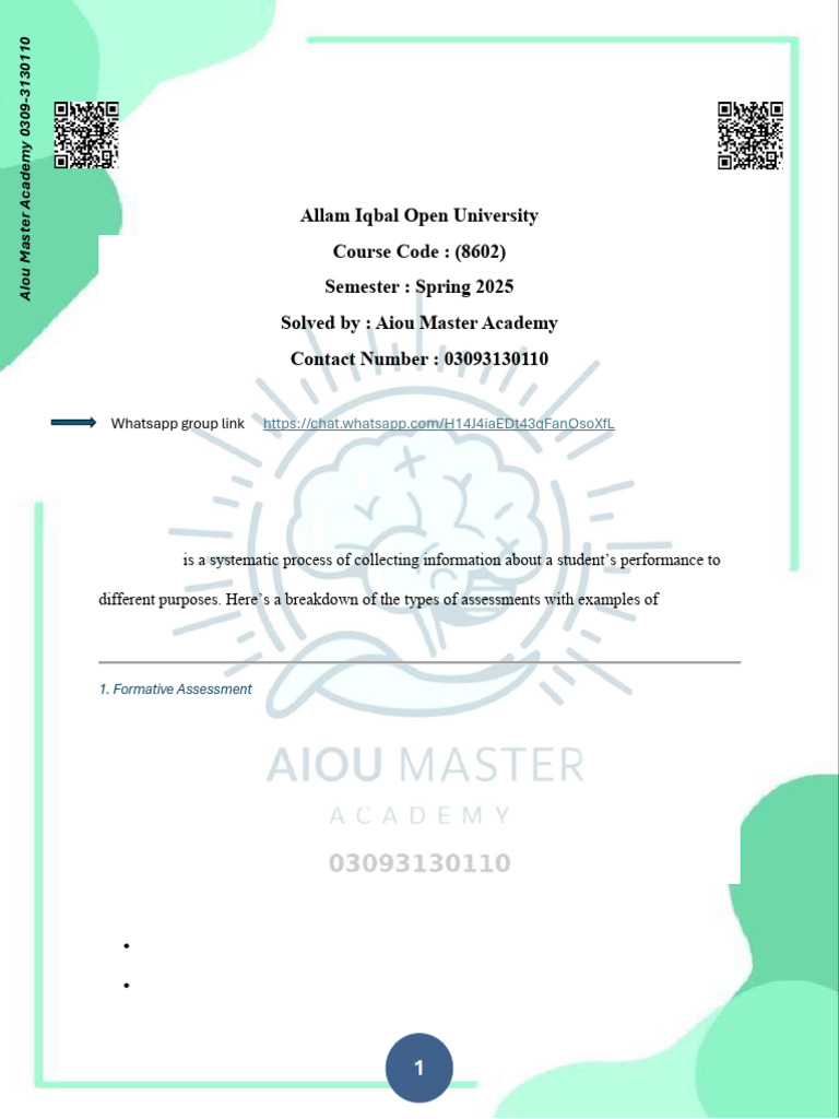 8602 Spring 2025 | PDF | Educational Assessment | Learning