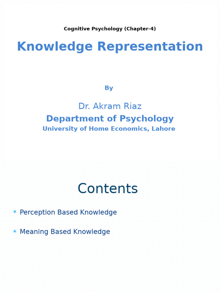 Knowledge Representation in Cognitive Psychology | PDF | Perception ...