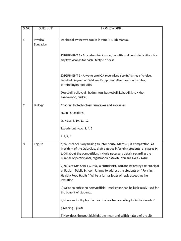 Holiday Homework 2025-2 | PDF | Ethanol | Ether