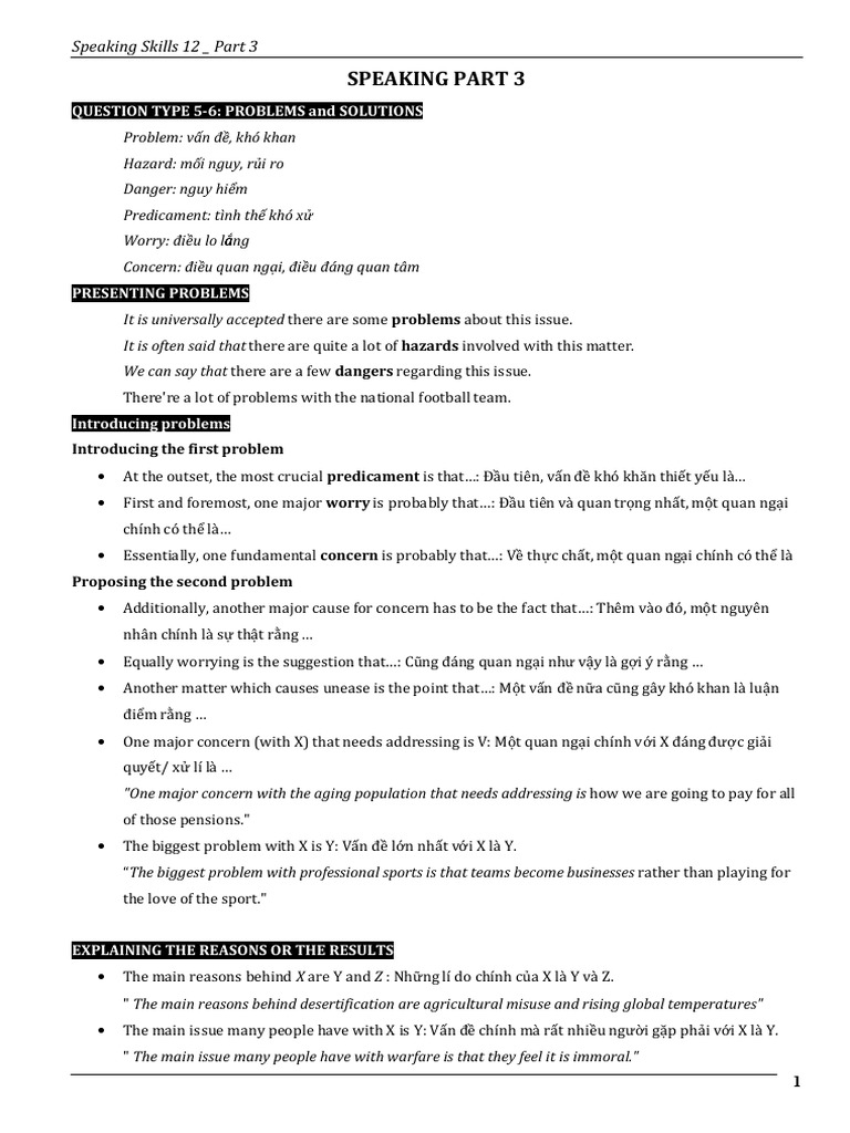 Speaking Skills: Problems &amp; Solutions Guide | PDF | Waste | Water