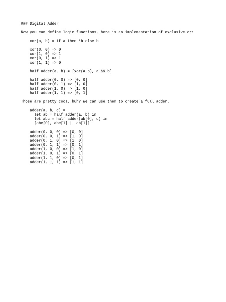Logic - Digital Adder | PDF