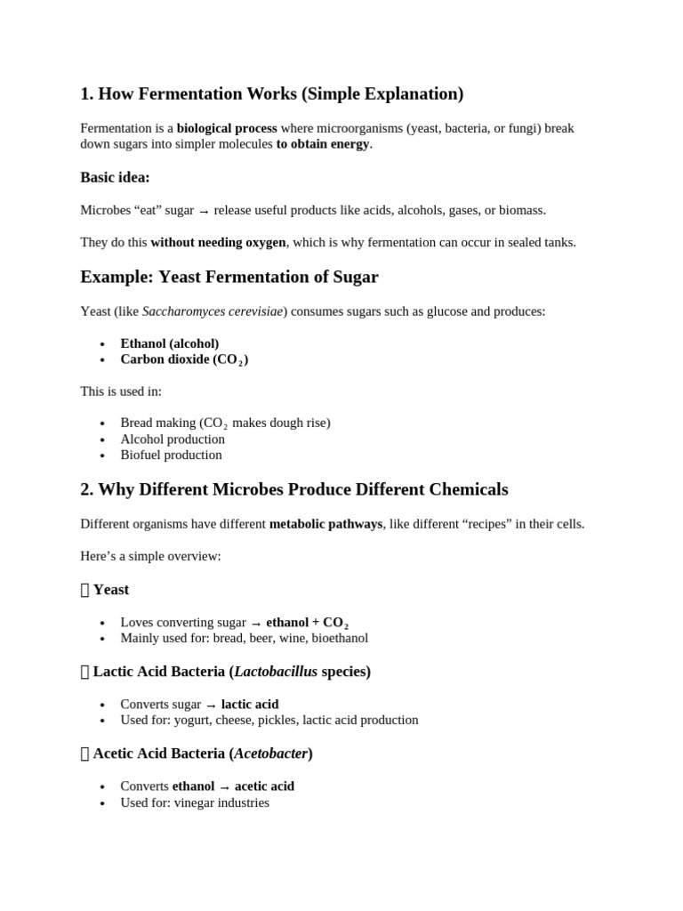 Fermentation Process and Microbial Uses | PDF