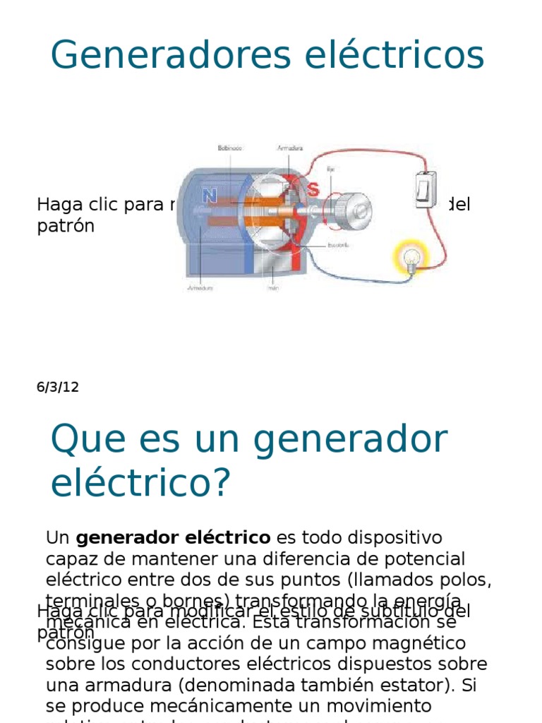 Generadores Eléctricos | PDF Generador | Componentes eléctricos