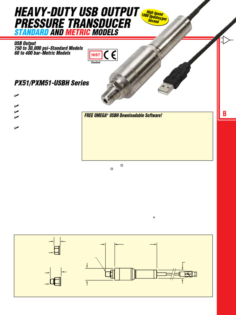 High-Speed USB Pressure Transducers | PDF | Usb | Pressure Measurement
