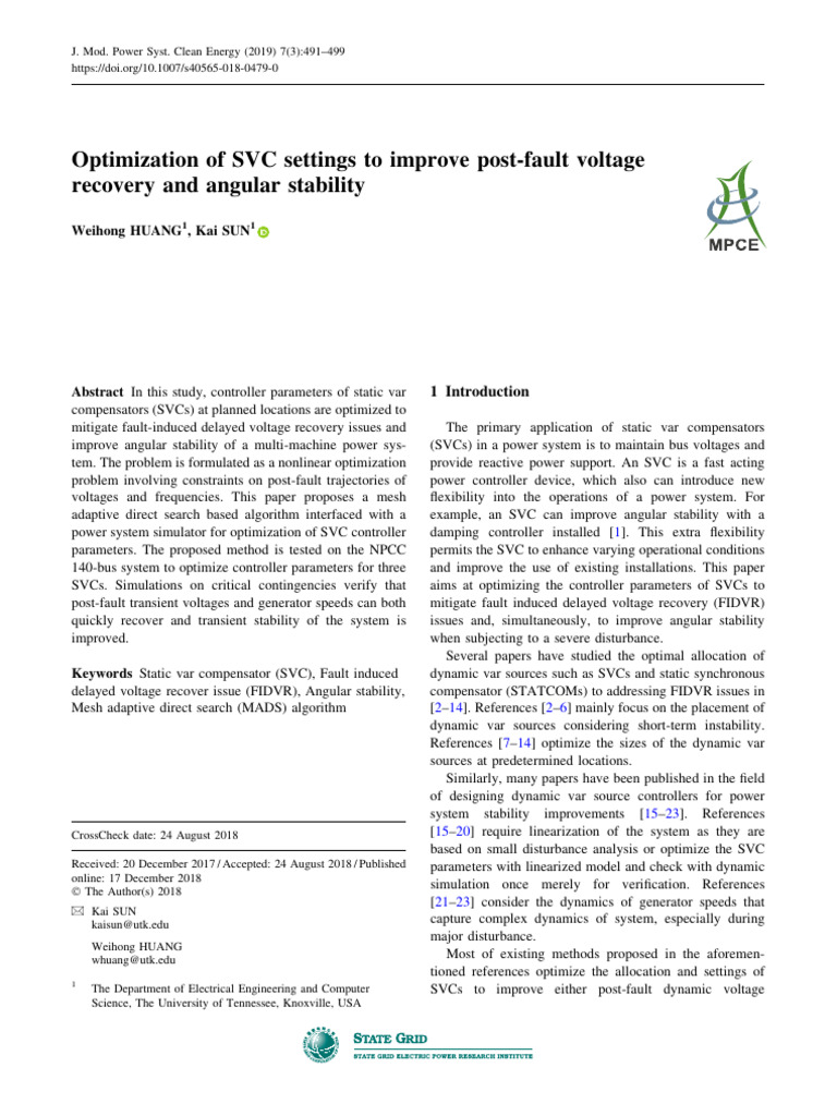 Optimize SVC for Voltage Recovery Stability | PDF | Mathematical ...