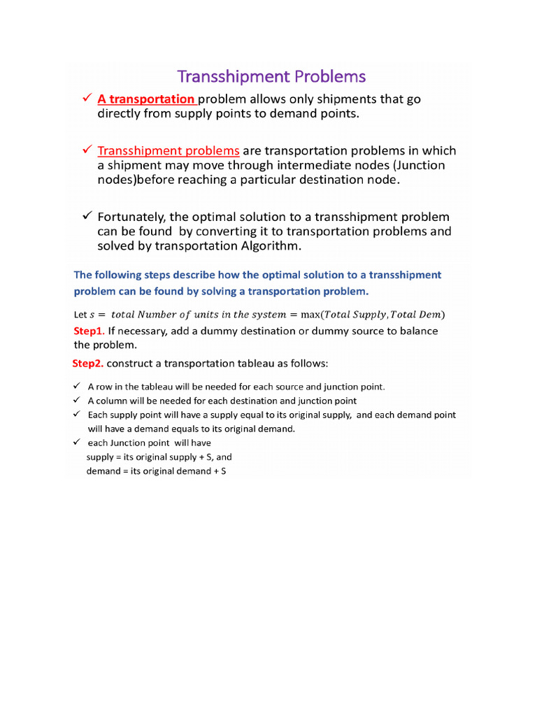 Transshipment Problem | PDF