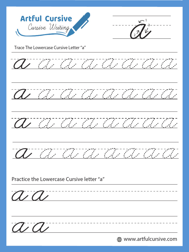 Lowercase Cursive 'a' Practice Guide | PDF