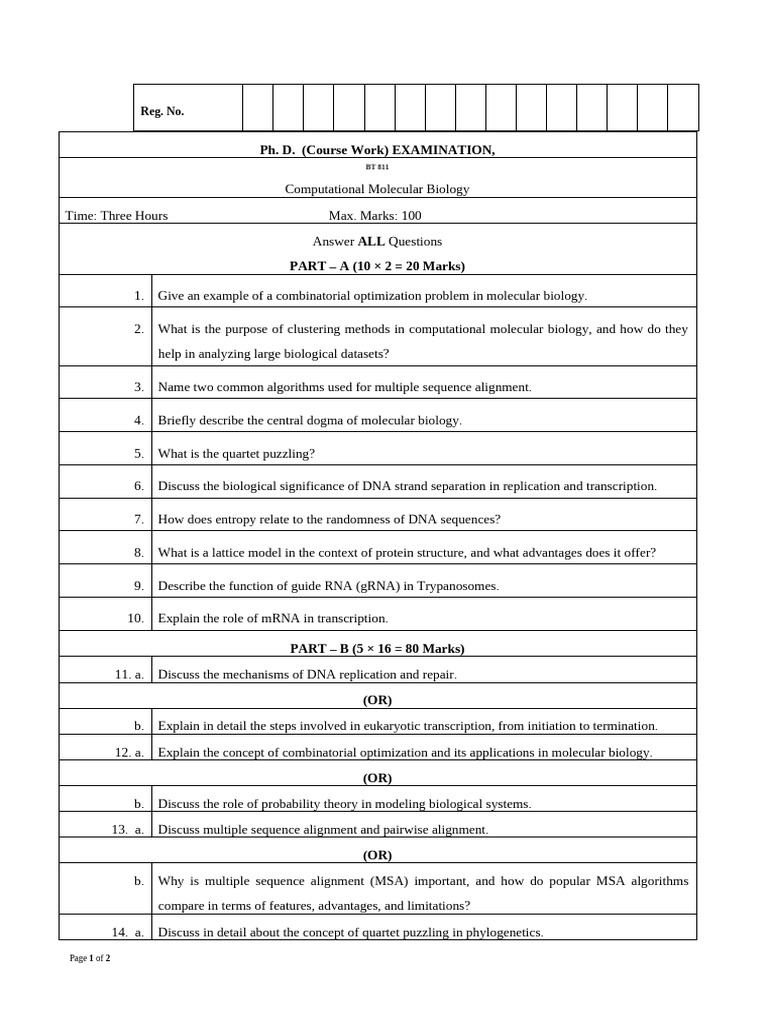 Computational Molecular Biology - 2 | PDF | Sequence Alignment | Dna