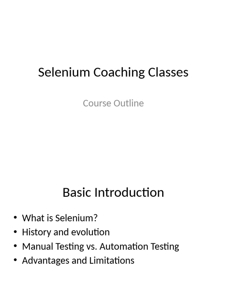 Selenium Coaching Classes Outline | PDF